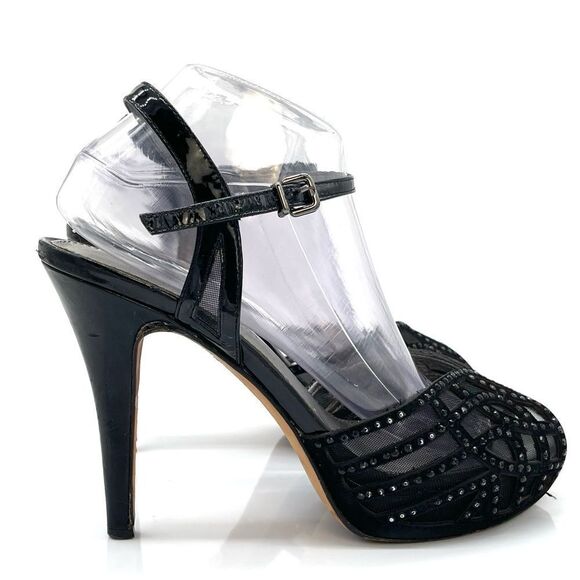 ALFANI High Evening Wear Strappy Peep Toe Heels in Black Size 9 - Picture 7 of 8
